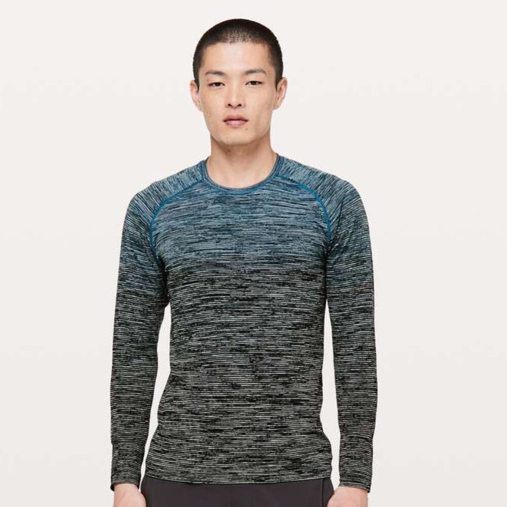Lululemon Men's Metal Vent Tech Long Sleeve - Blue/White/Black